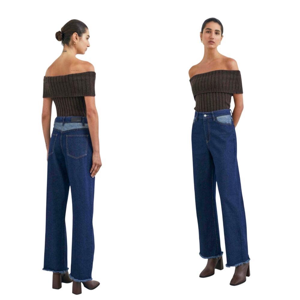 Viktoria & Woods Fleetwood Jean Wide Straight Leg High Rise Blue Denim Sz 2 US
